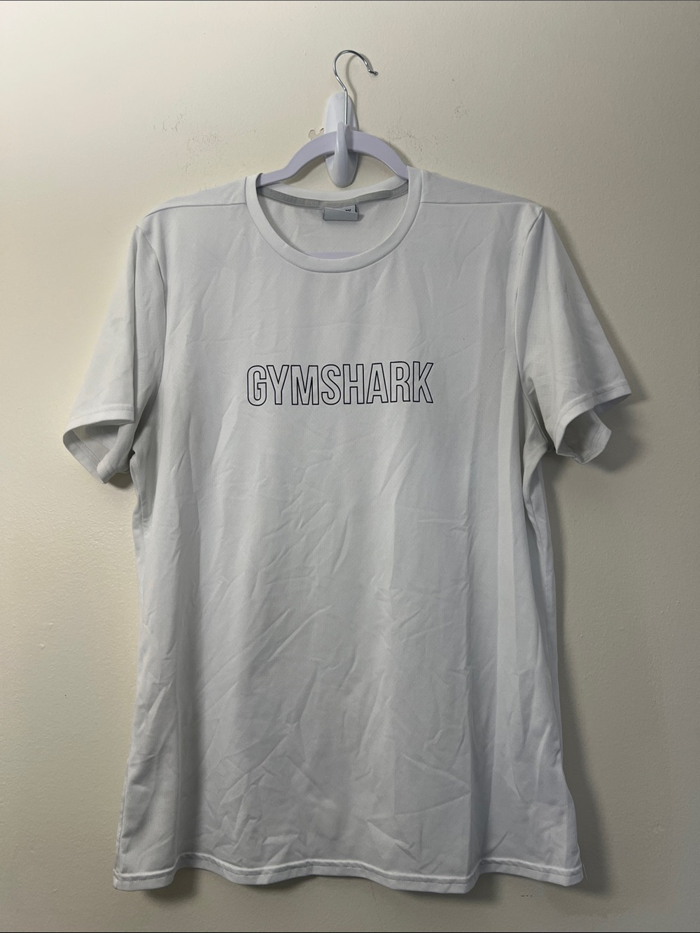 Gymshark White Crew Tee with Black Logo Tag